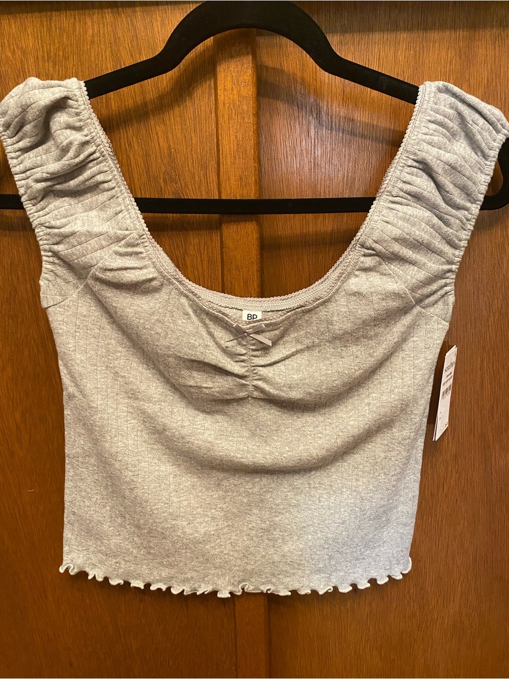 NWT bp Gray Ruched Strap Square Neck Crop Top